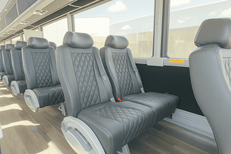 interior of Ventura Minibus Company charter bus